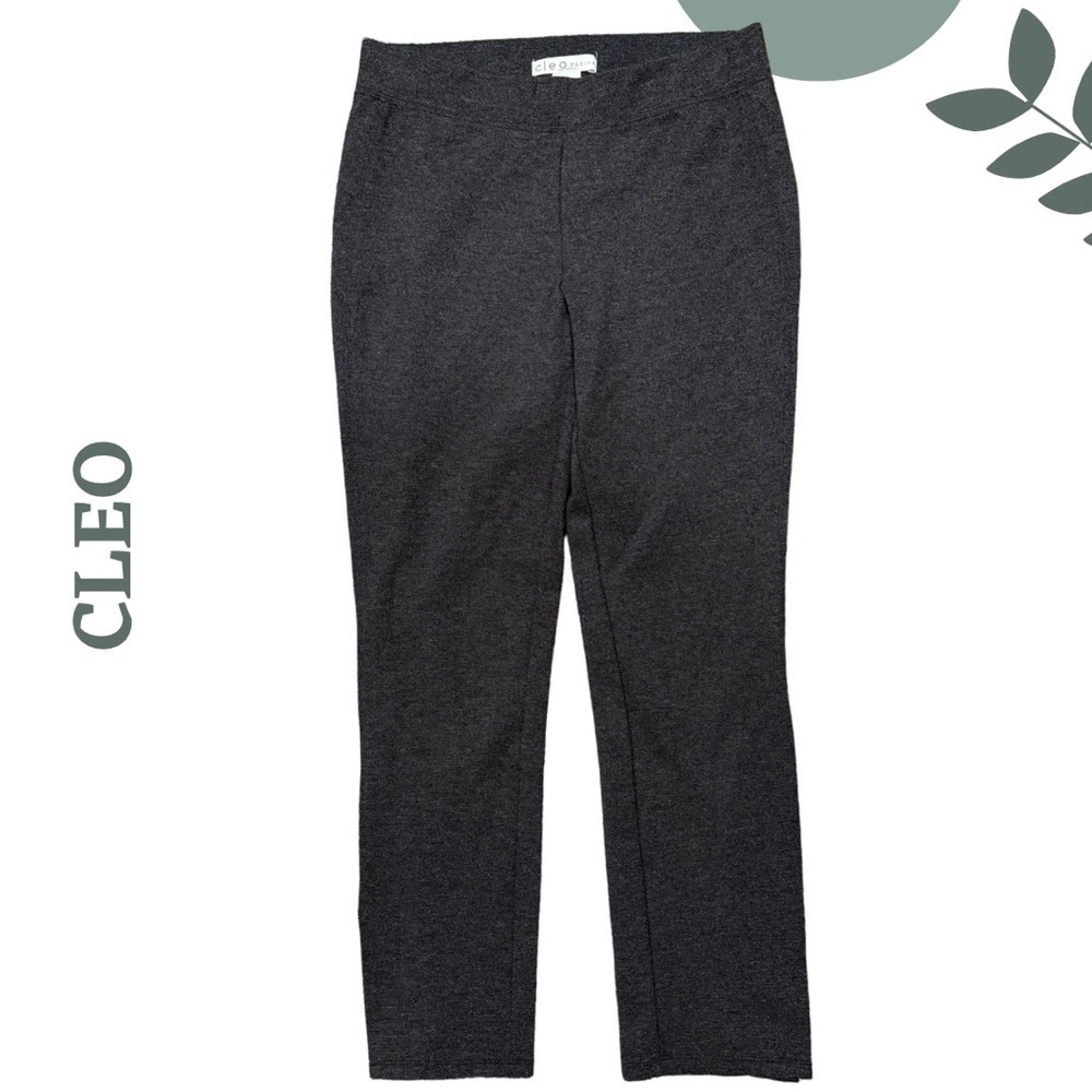 🛍️ CLEO Petite Charcoal Grey Pull On Ankle Pants Button Detail - Small Pet